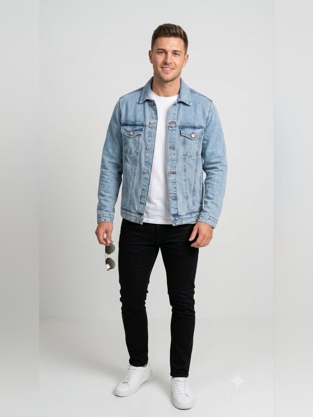 Zara Men's Size L Casual/ Urbano/Vintage Light Wash Denim Jacket